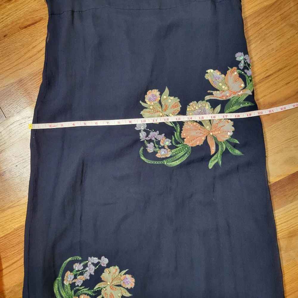 Robbie Bee 100% Silk floral Navy Sleeveless Dress Size 10 - Picture 10 of 14